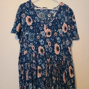 Bloomchic Floral Blue and Pink Dress